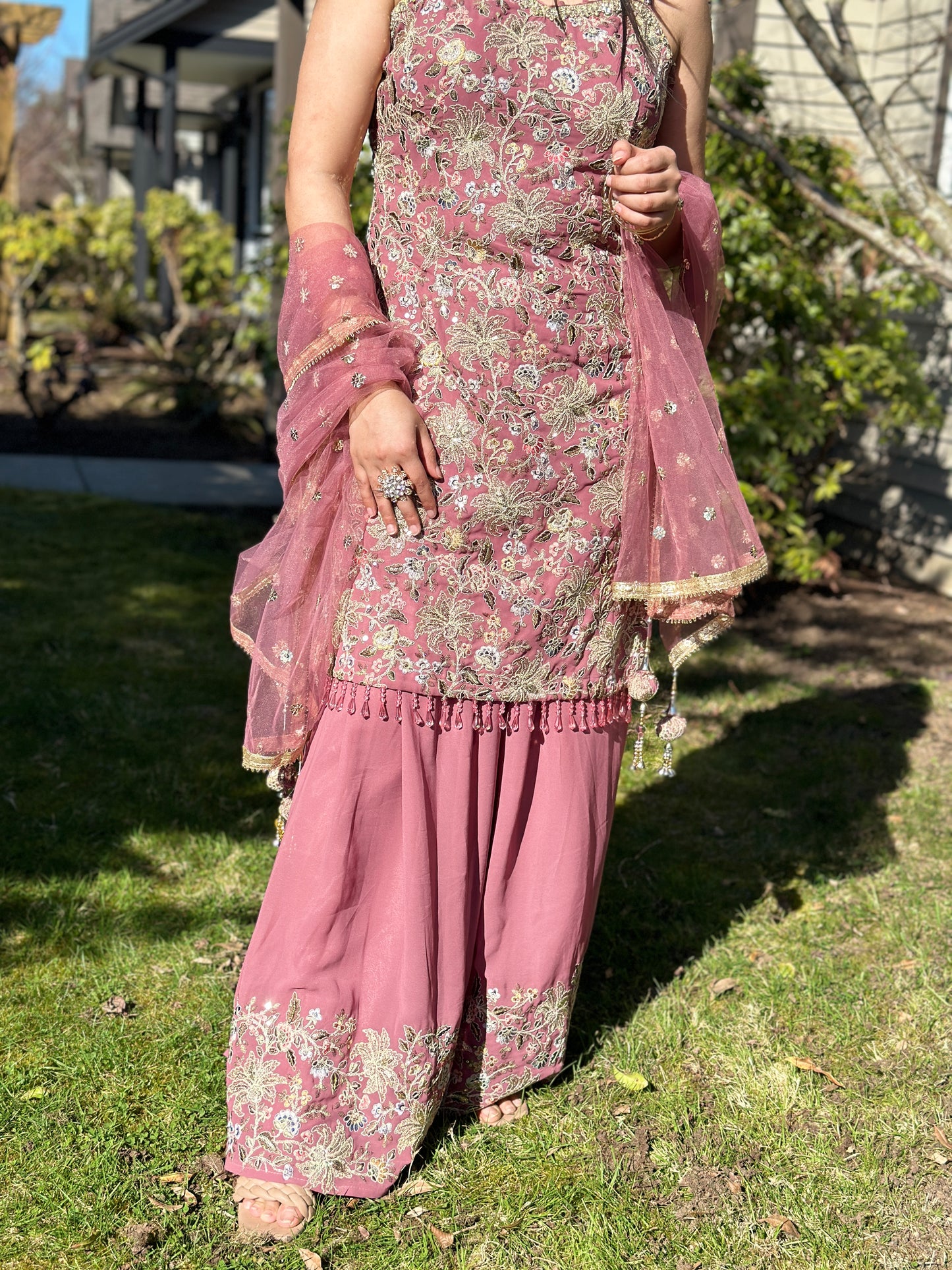 Pretty Pink Plazo Suit
