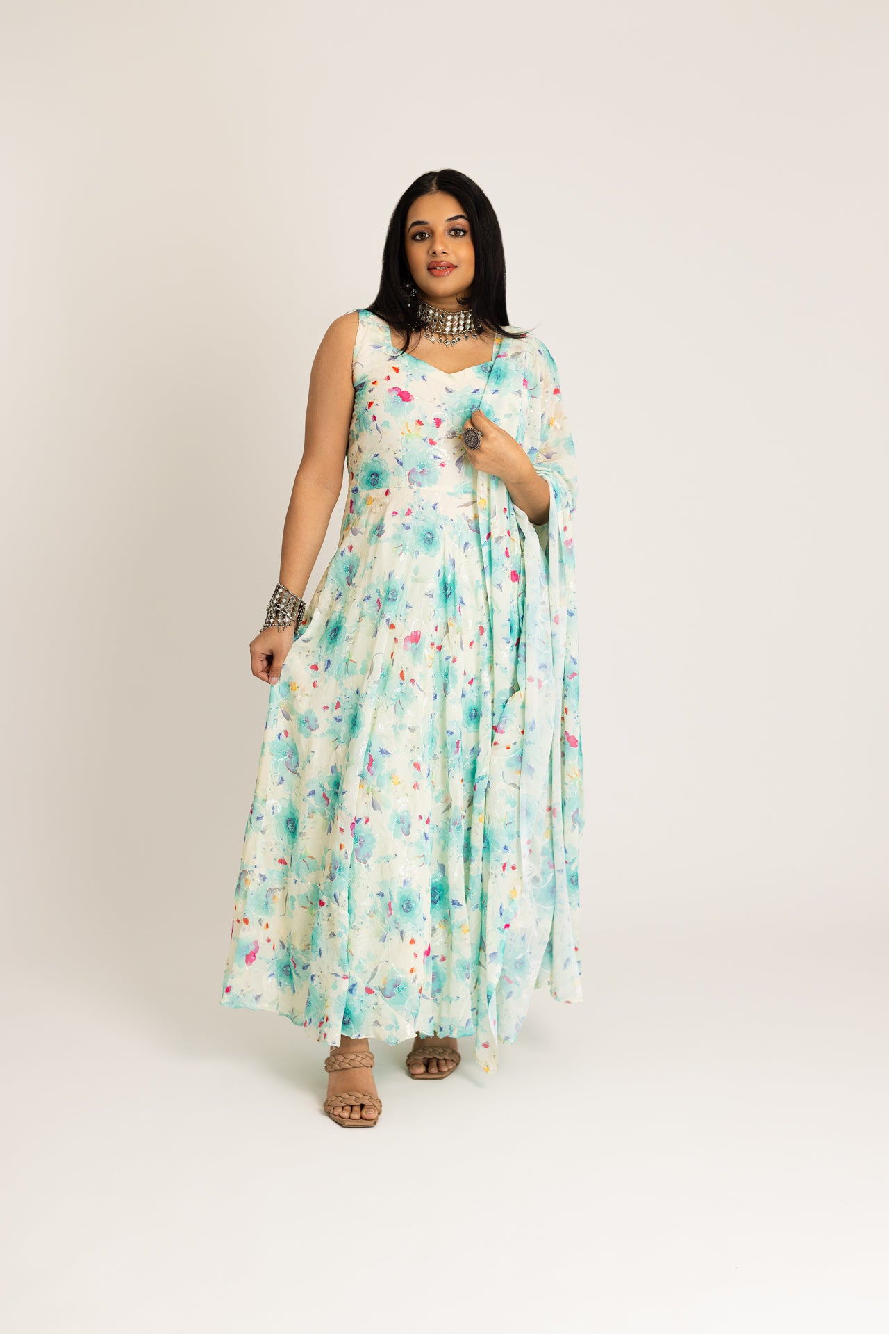 Floral anarkali suit