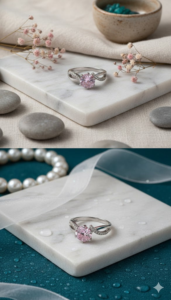 Baby Pink Infinity Silver Ring