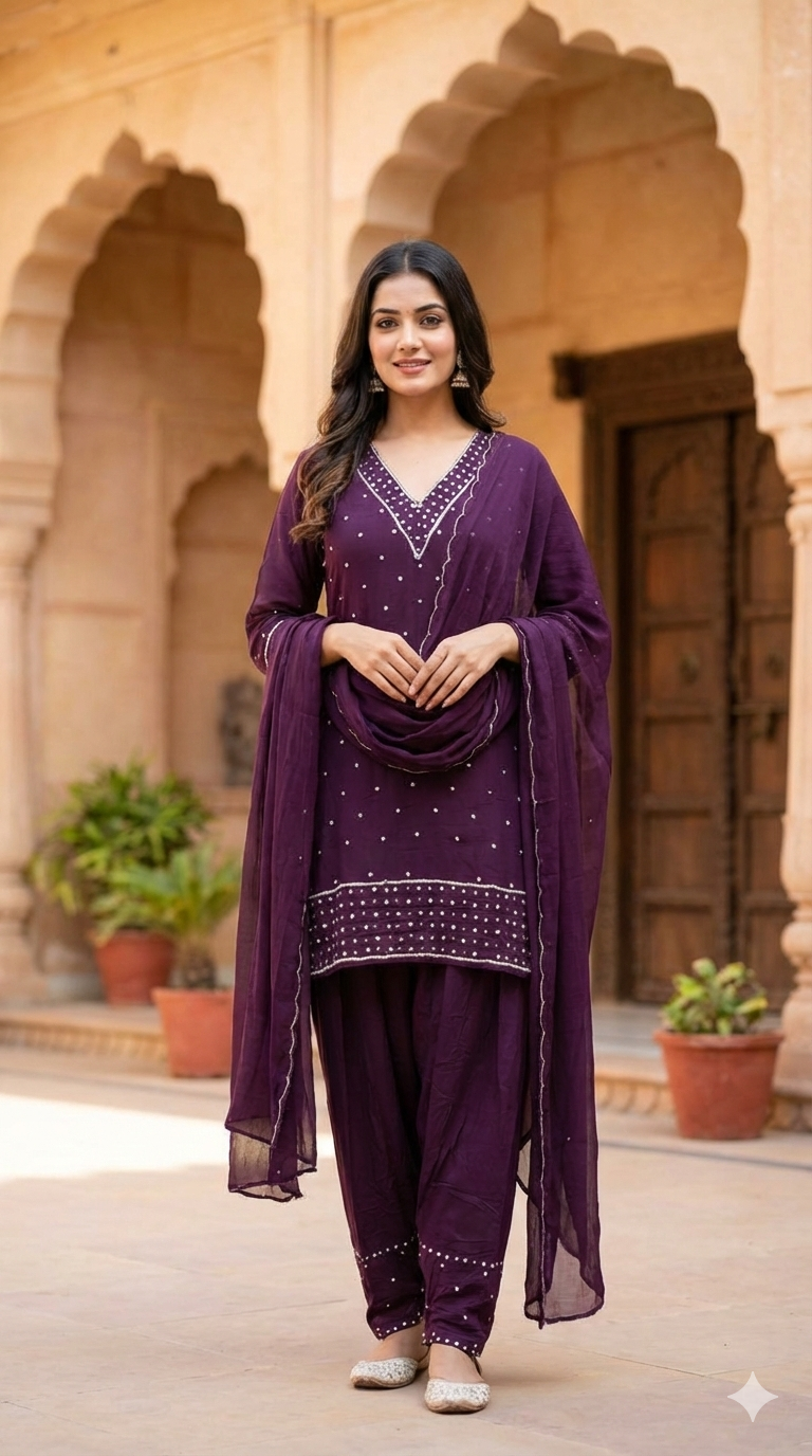 Dark Wine Handwork Salwar Suit