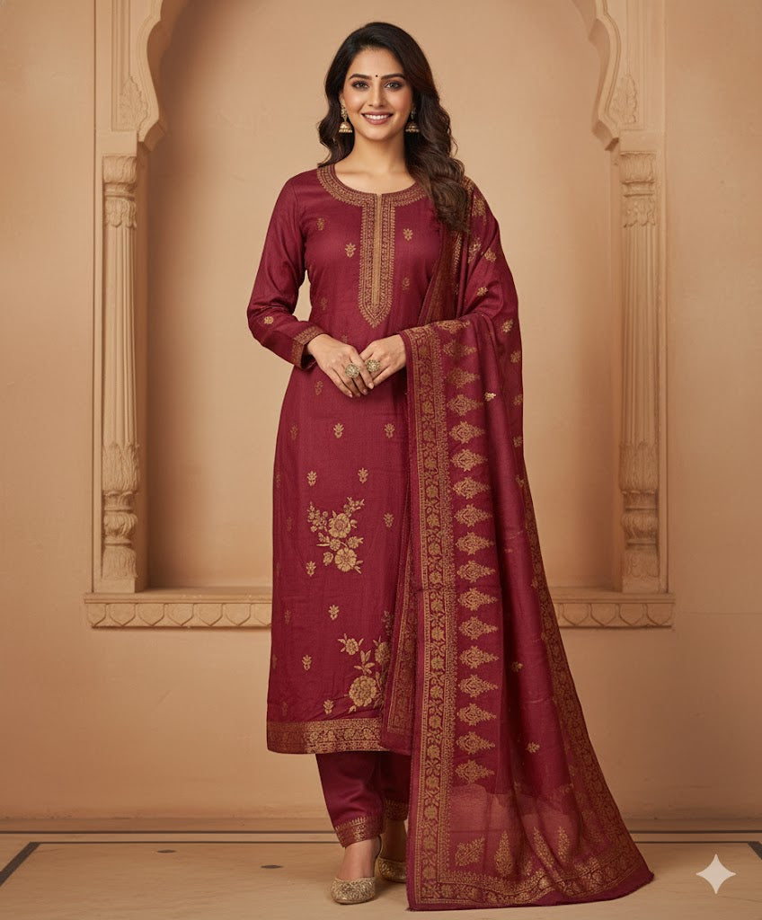 Rust Winter Suit with Shawl