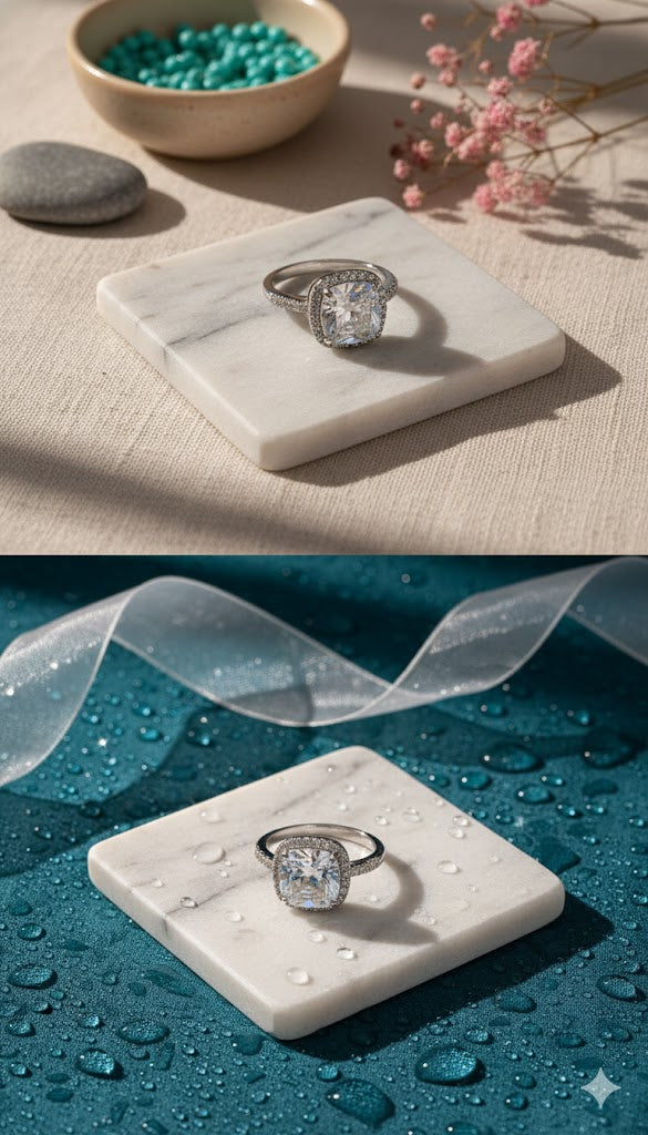 Silver Square Crystal Ring