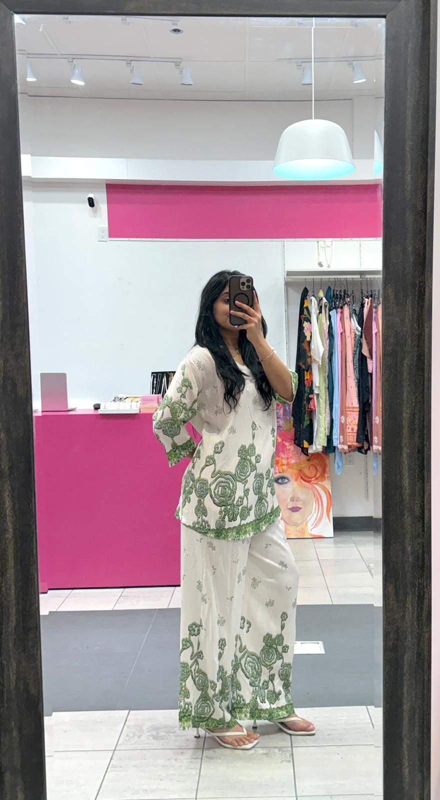 Green White Co-ord Set