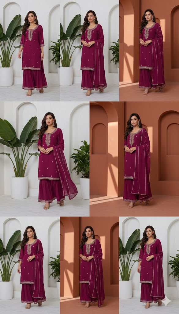 Wine Sharara Suit