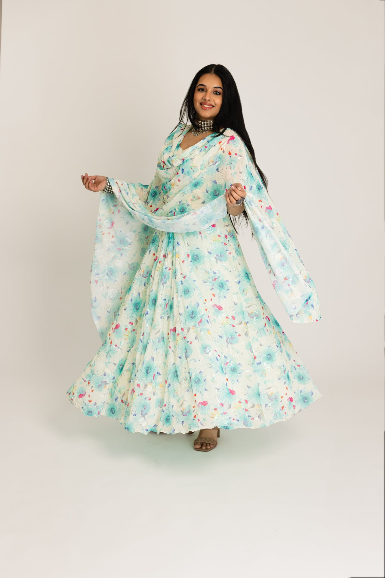 Floral anarkali suit