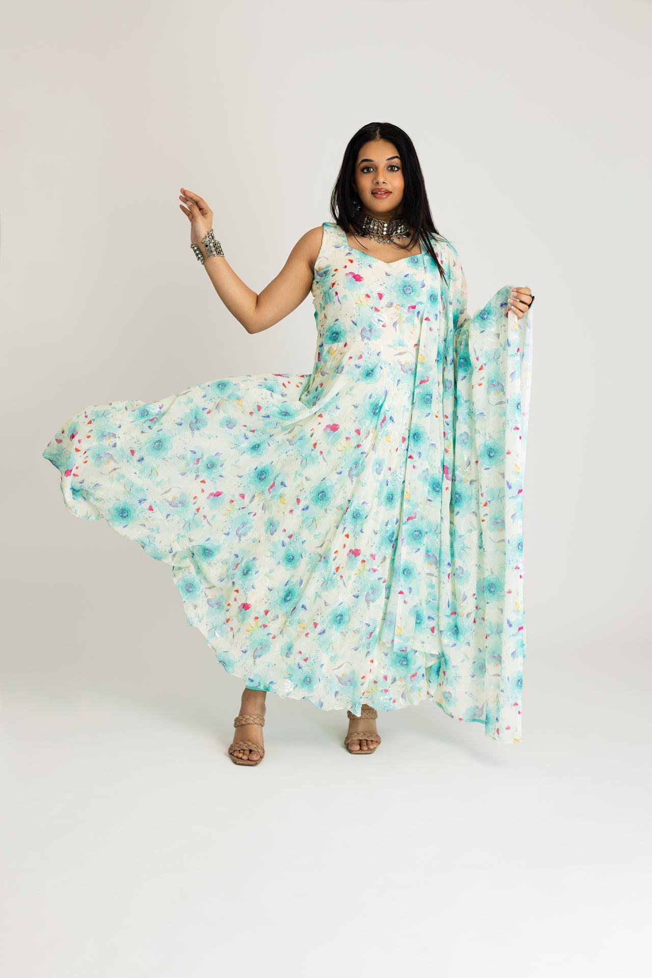 Floral anarkali suit