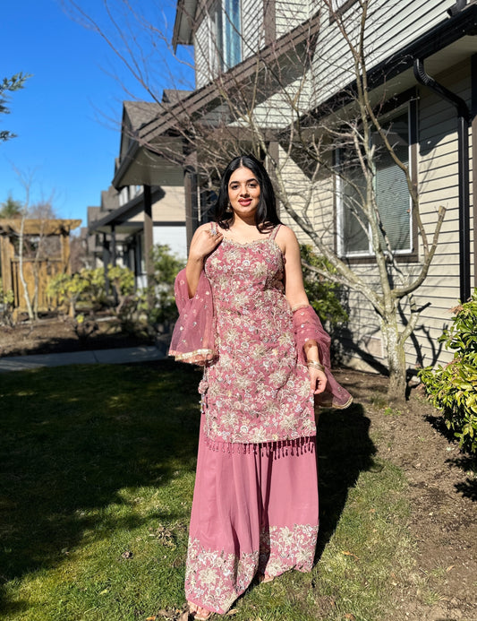 Pretty Pink Plazo Suit