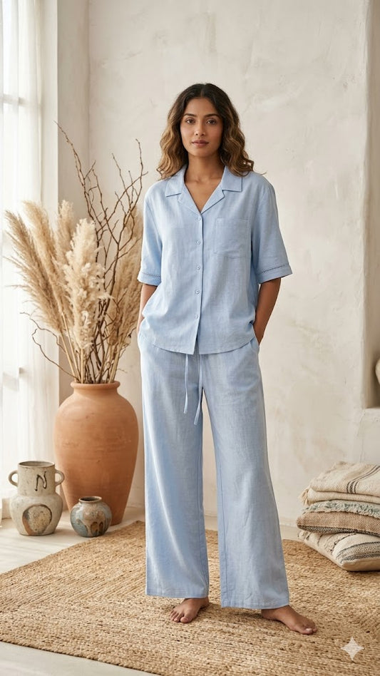 Baby Blue Linen Set