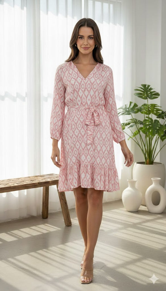 Baby Pink Cotton Midi Dress