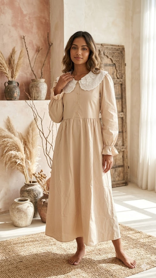 Beige Frill Dress