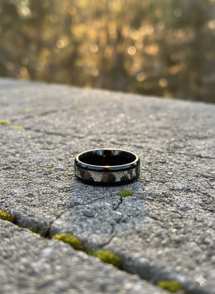 Black graphite band ring