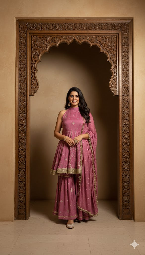 Blush Dark Pink Sharara Suit