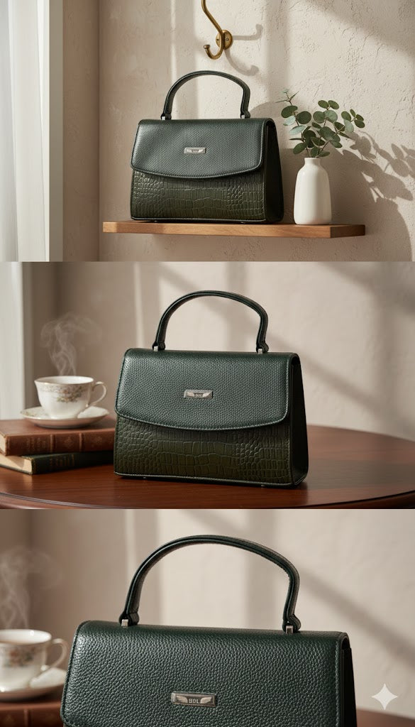Dark Green Leather Handbag