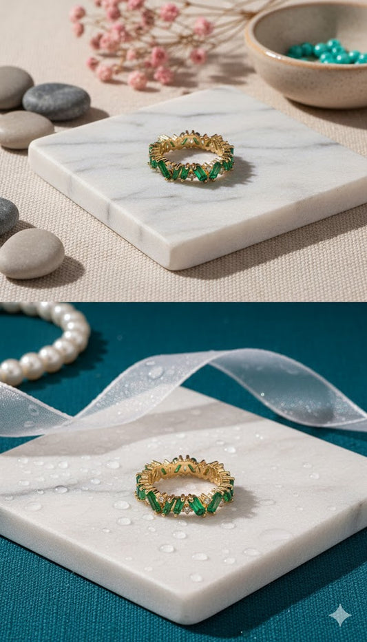 Green Gold Band Ring