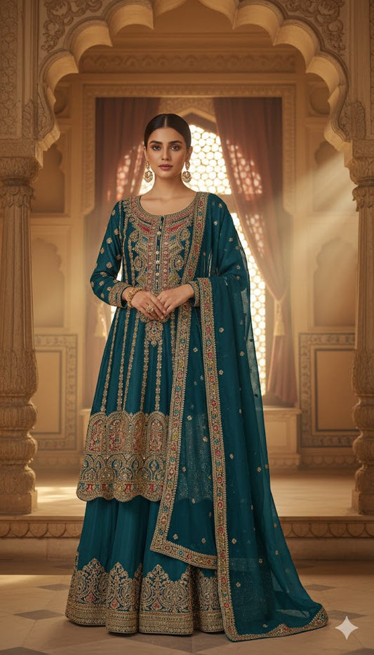 Regal Blue Heavy Embro Suit