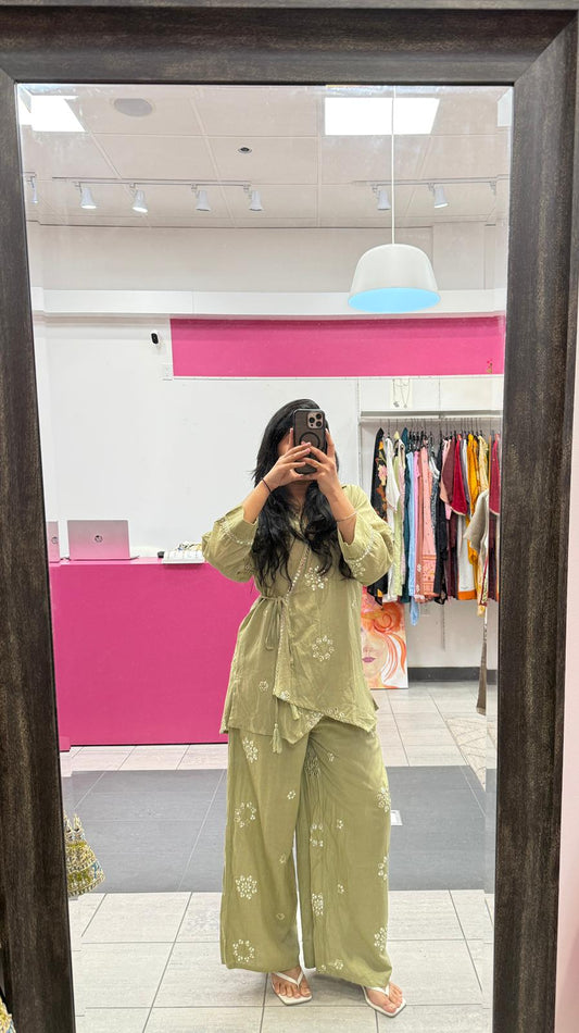 Sage Green Wrap Style Co-ord Set