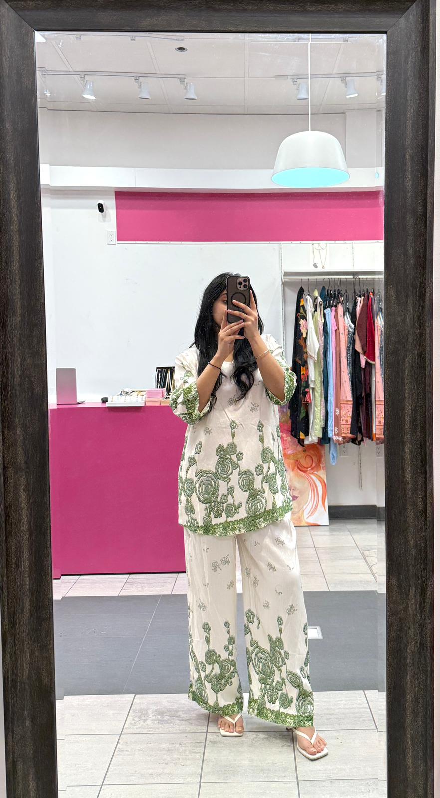 Green White Co-ord Set