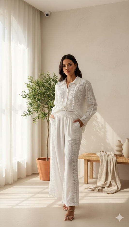 White Laced Pakistani Style Set