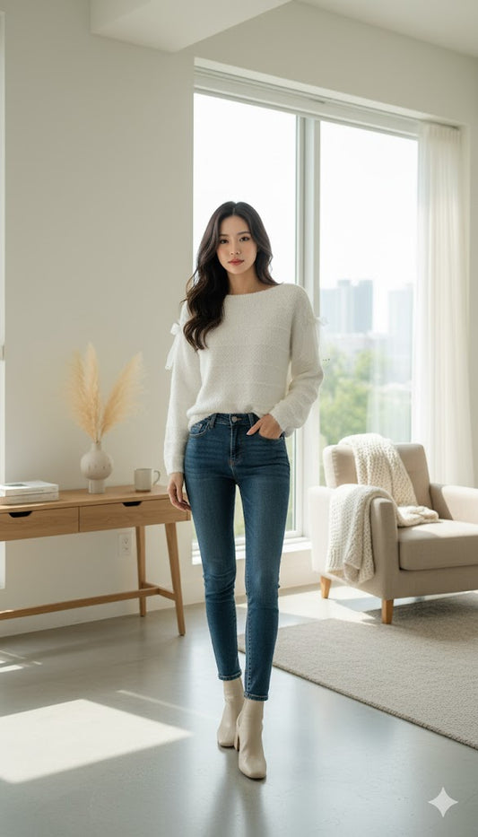 White Sweater with Bow details